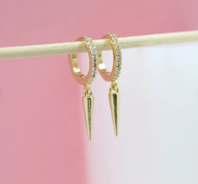 18k Spike Huggie Hoops