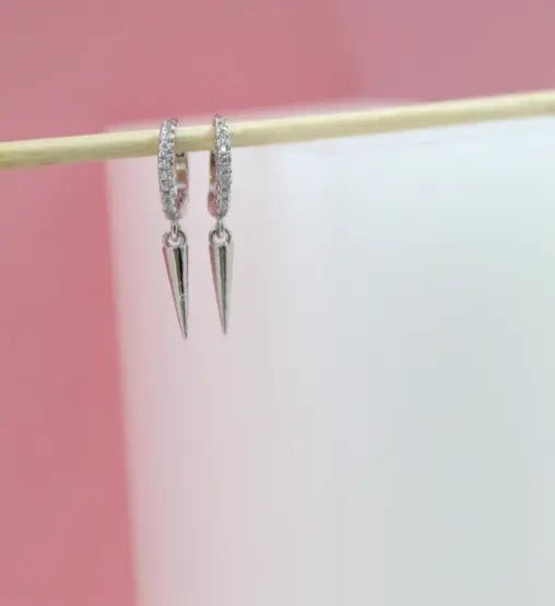 18k Spike Huggie Hoops