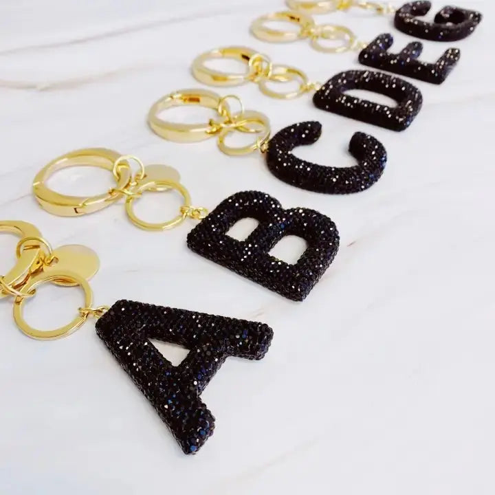 Crystal Bubble Initial Keychain - Golden Hour BoutiqueGifts