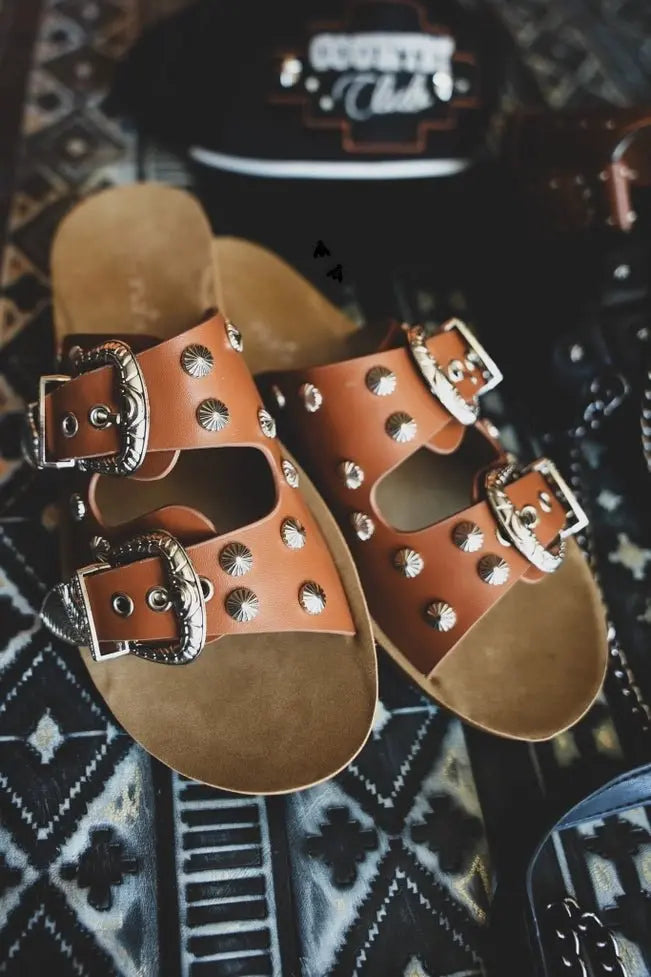 Double Buckle Down Sandals - Golden Hour Boutique