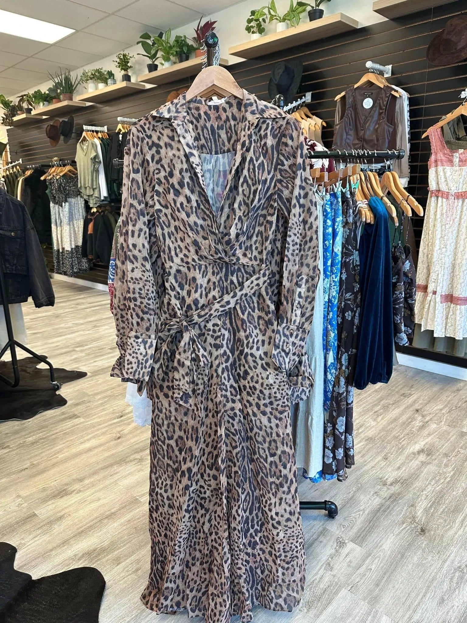 Good Energy Leopard Chiffon Jumpsuit - Golden Hour BoutiqueJumpsuits