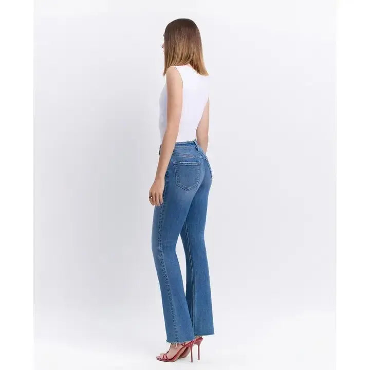 Intelligent High Rise Raw Hem Bootcut Jeans - Golden Hour BoutiqueJeans