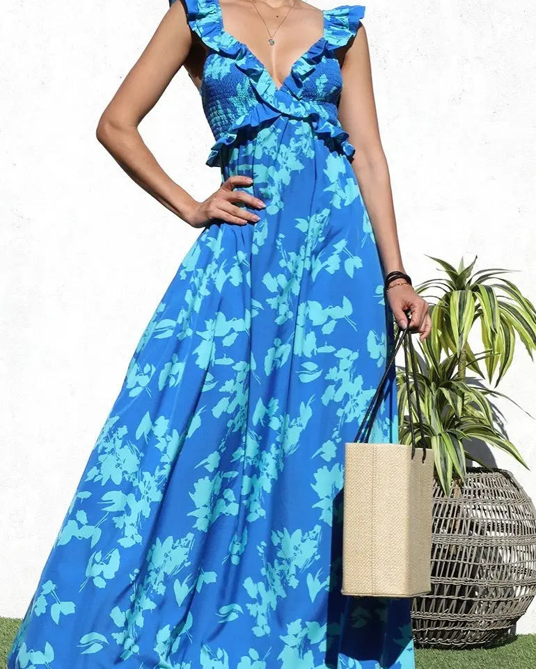 Coastal Bliss Flutter Sleeve Maxi Dress - Golden Hour Boutiquemaxi dresses