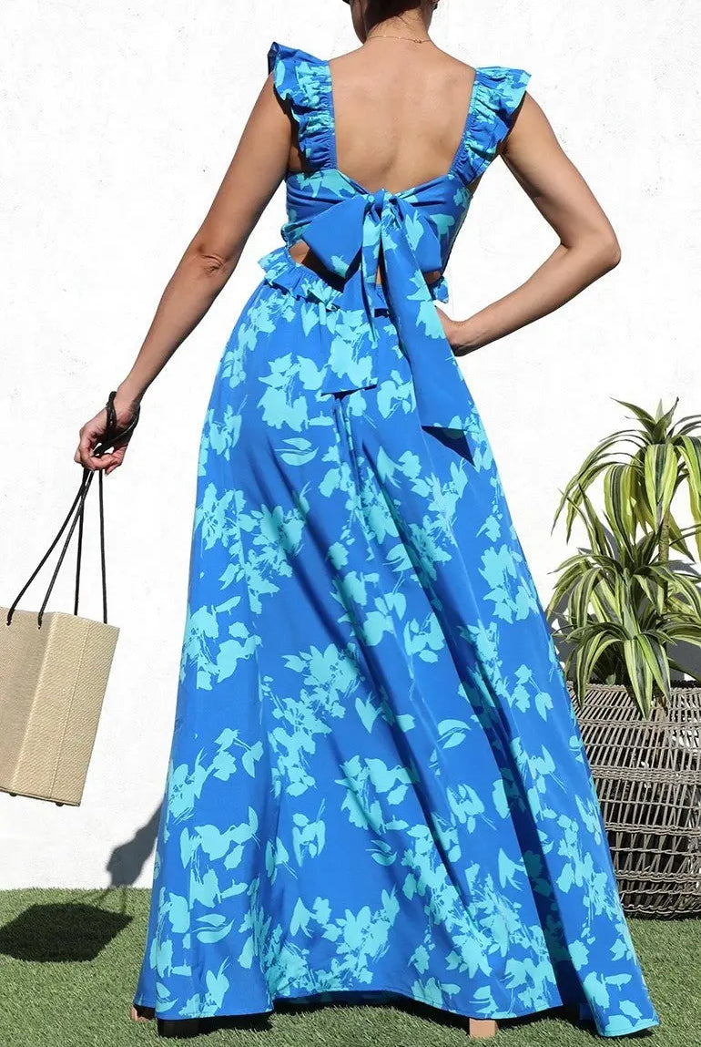 Coastal Bliss Flutter Sleeve Maxi Dress - Golden Hour Boutiquemaxi dresses