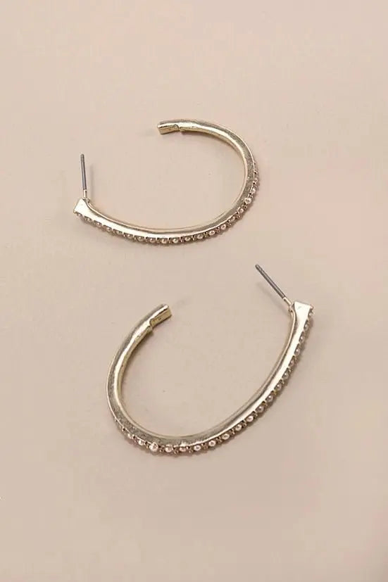 U - Shape Pearl Edge Hoop Earrings - Golden Hour BoutiqueEarrings
