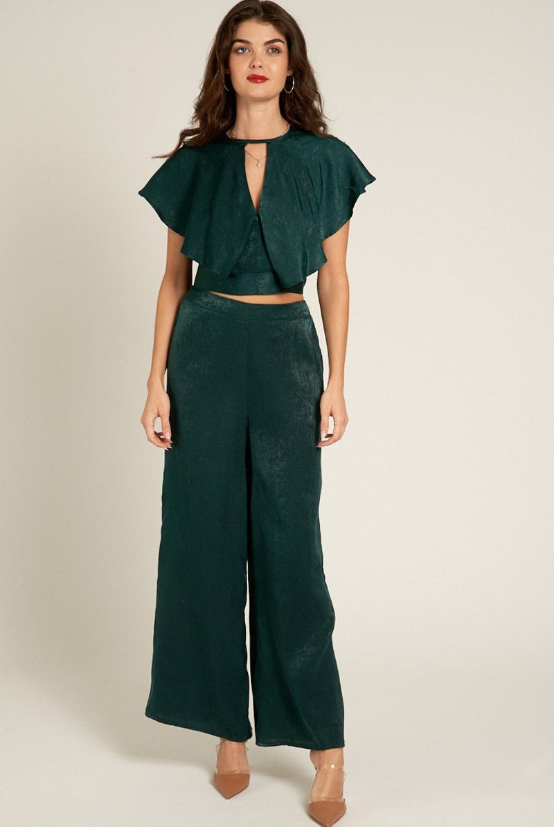 Emerald Flow Wide Leg Pants - Golden Hour BoutiquePants