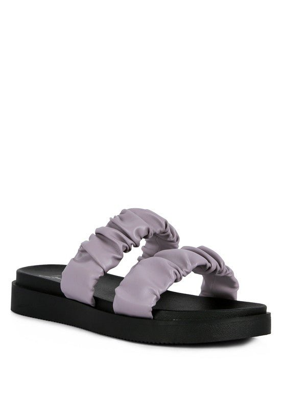 FAUX LEATHER RUCHED STRAP PLATFORM SANDALS - Golden Hour Boutique