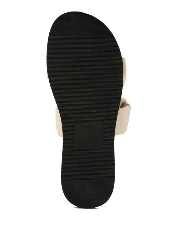 FAUX LEATHER RUCHED STRAP PLATFORM SANDALS - Golden Hour Boutique
