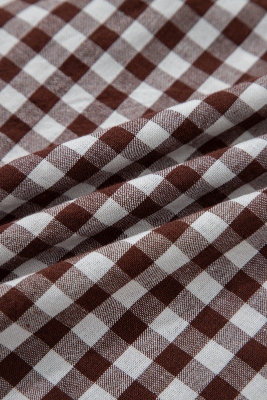 Gingham Plaid Zipped Cinched Waist Maxi Dress - Golden Hour Boutique