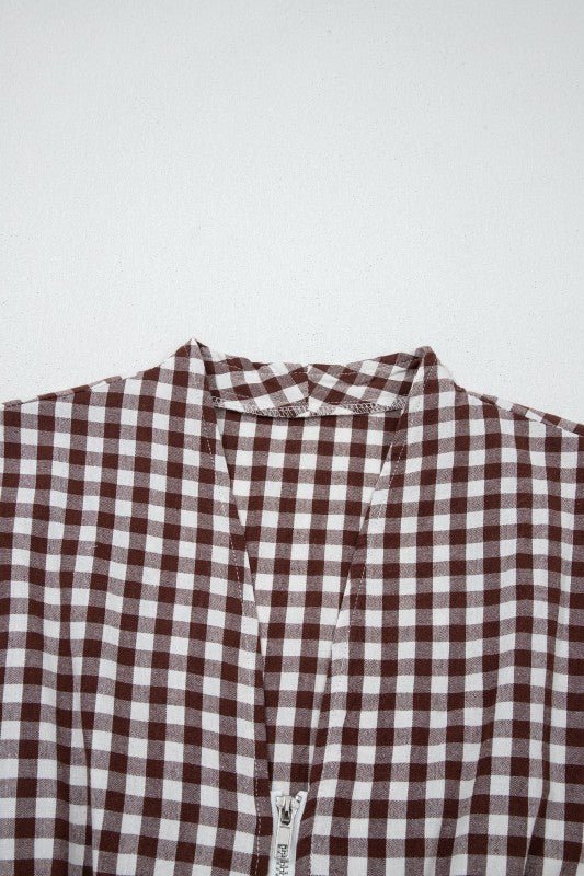 Gingham Plaid Zipped Cinched Waist Maxi Dress - Golden Hour Boutique