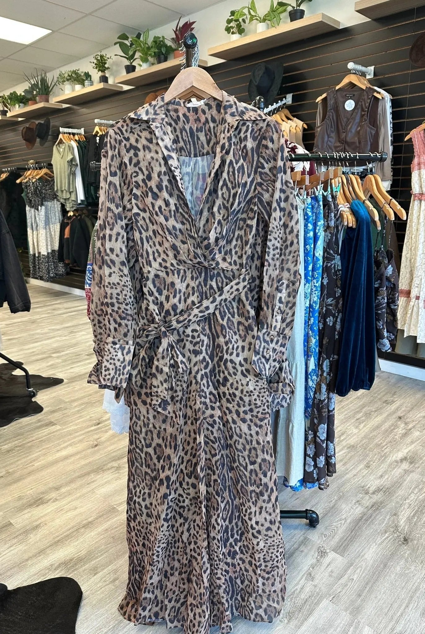 Good Energy Leopard Chiffon Jumpsuit - Golden Hour BoutiqueJumpsuits