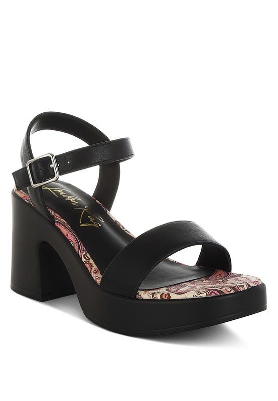 Kolata Faux Leather Pin Buckle Platform Heels - Golden Hour Boutique