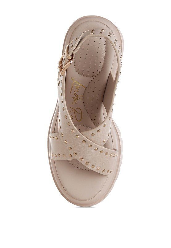 Nambo Stud Embellished Block Heel Sandals - Golden Hour Boutique