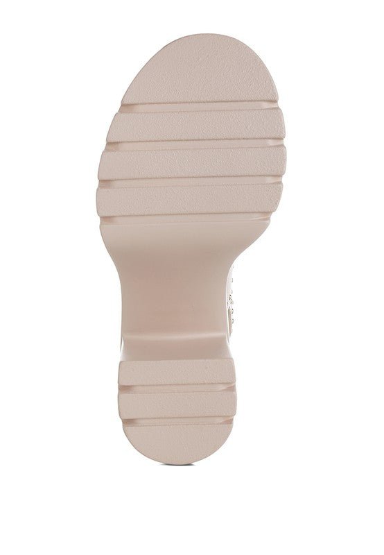 Nambo Stud Embellished Block Heel Sandals - Golden Hour Boutique