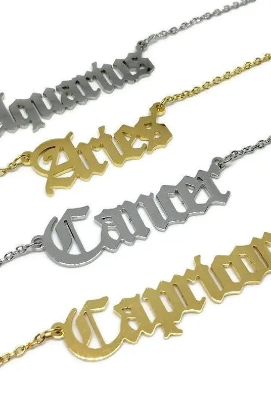 Old English Zodiac Necklace - Golden Hour BoutiqueNecklaces