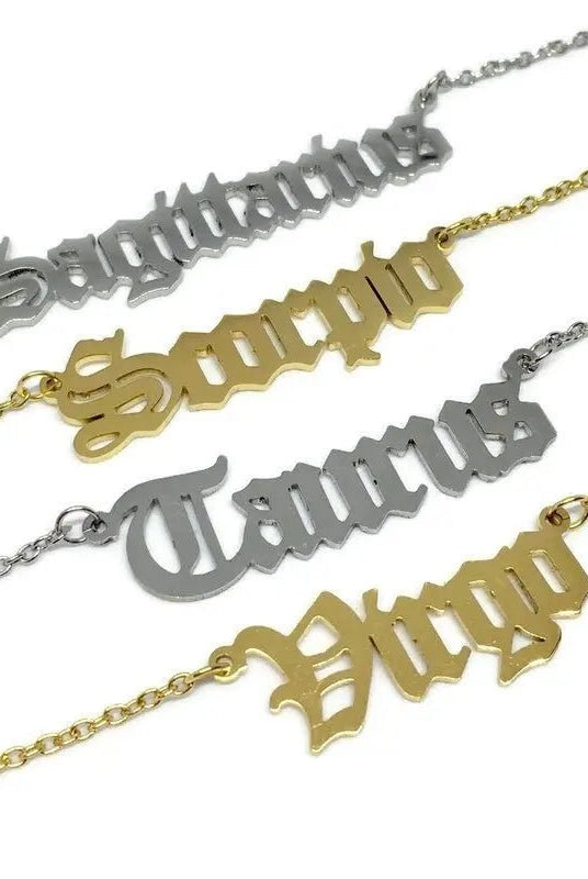 Old English Zodiac Necklace - Golden Hour BoutiqueNecklaces