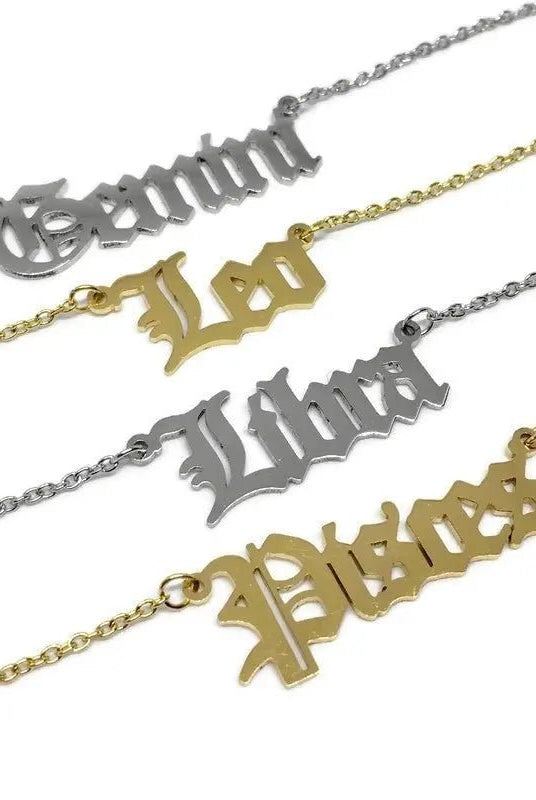 Old English Zodiac Necklace - Golden Hour BoutiqueNecklaces