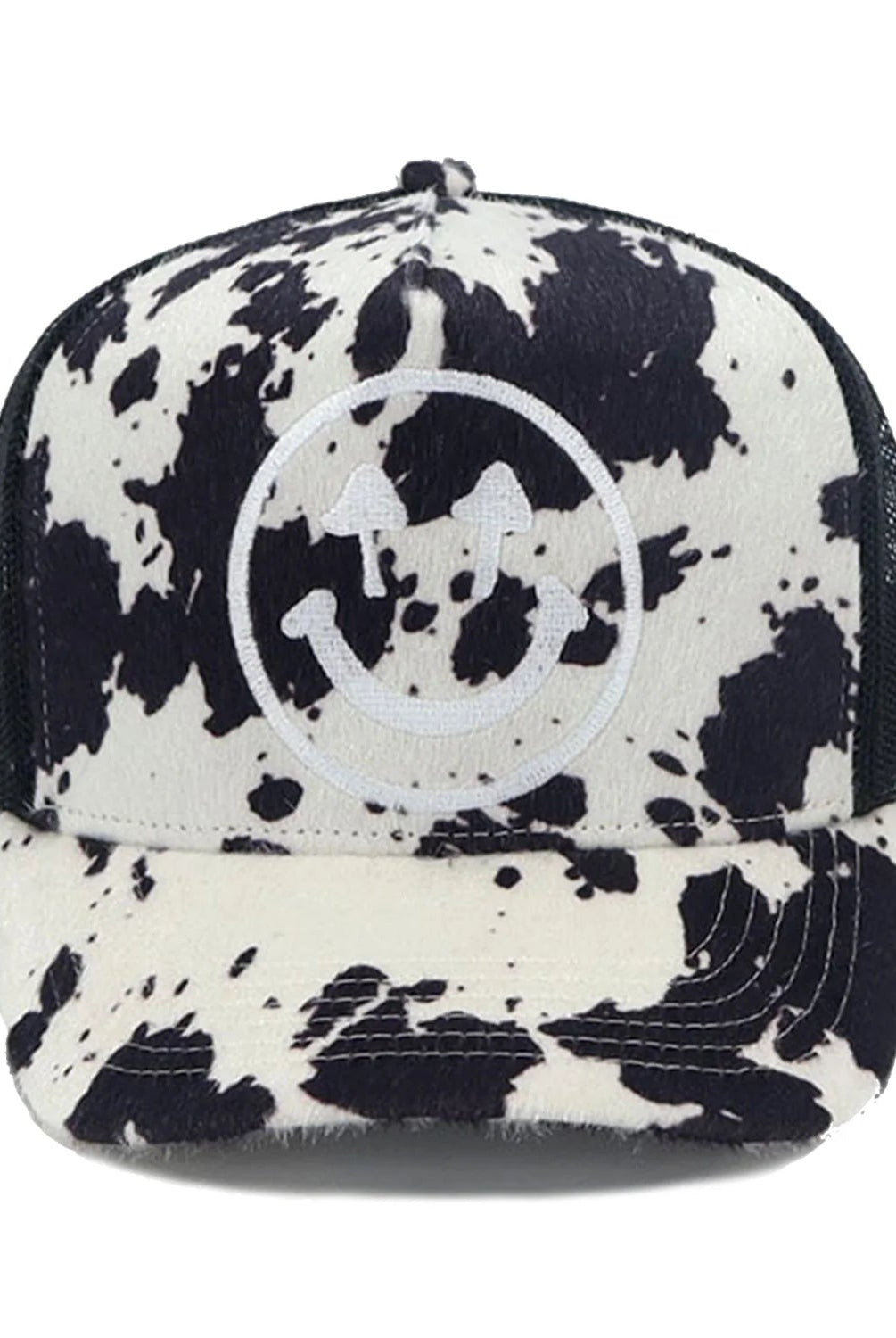 Pasture Cowhide Black + White Happy Caps Trucker - Golden Hour BoutiqueTrucker Hat