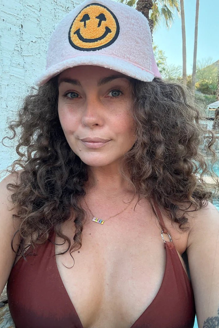 Pink Sherpa Happy Caps Trucker Hat - Golden Hour BoutiqueTrucker Hat