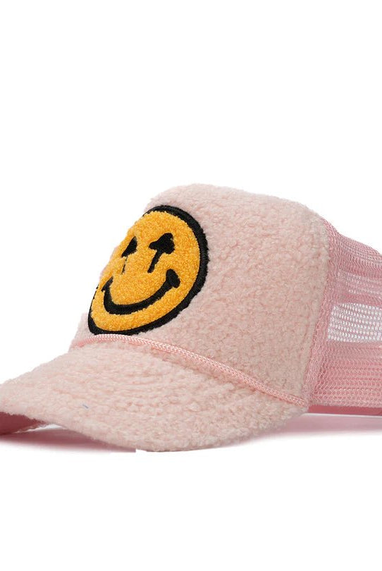 Pink Sherpa Happy Caps Trucker Hat - Golden Hour BoutiqueTrucker Hat