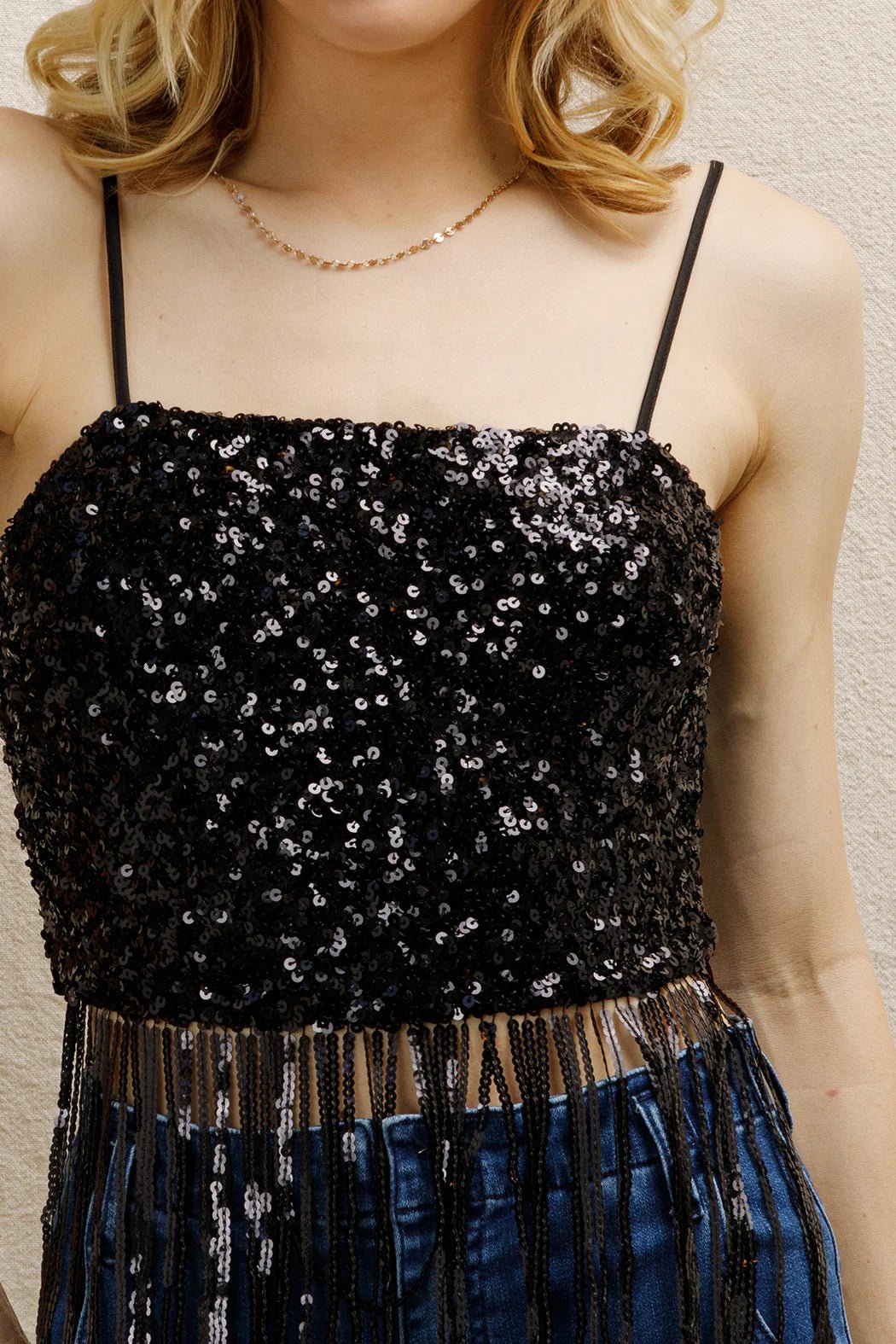 Sequin Sway Fringe Top - Golden Hour BoutiqueCrop Tops