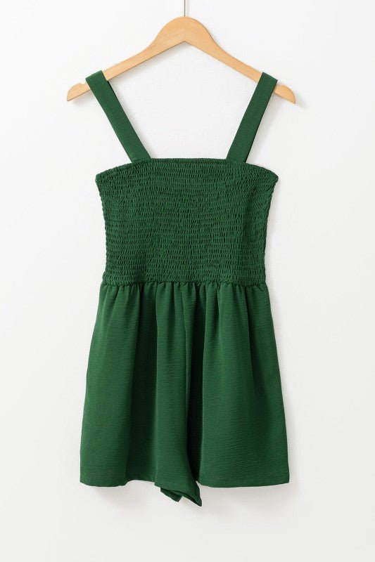 Solid Smocked Sleeveless Pocketed Romper - Golden Hour Boutique
