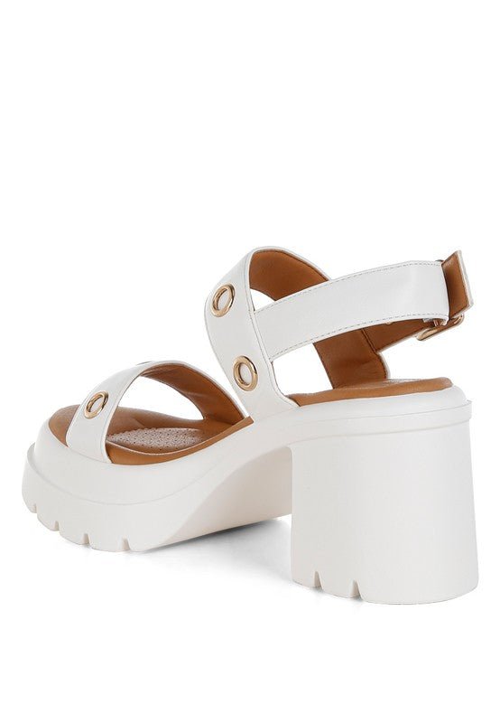Urla Eyelet Detail Platform Heel Sandals - Golden Hour Boutique