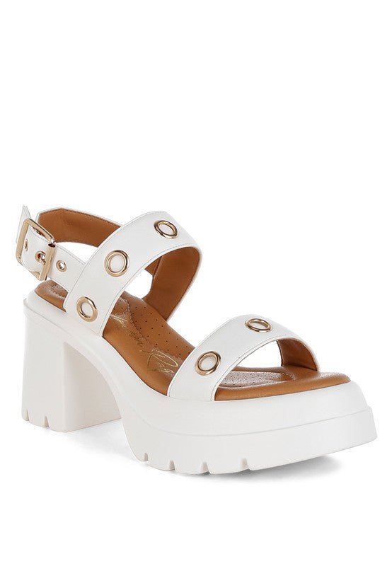 Urla Eyelet Detail Platform Heel Sandals - Golden Hour Boutique