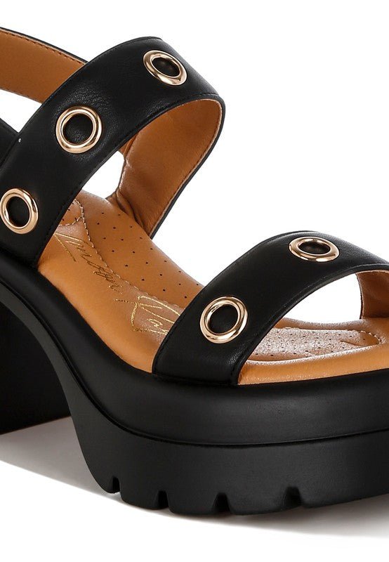Urla Eyelet Detail Platform Heel Sandals - Golden Hour Boutique