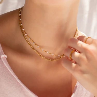 White Confetti Necklace - Golden Hour BoutiqueNecklaces