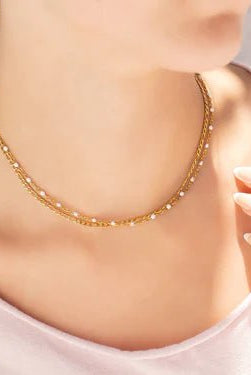 White Confetti Necklace - Golden Hour BoutiqueNecklaces