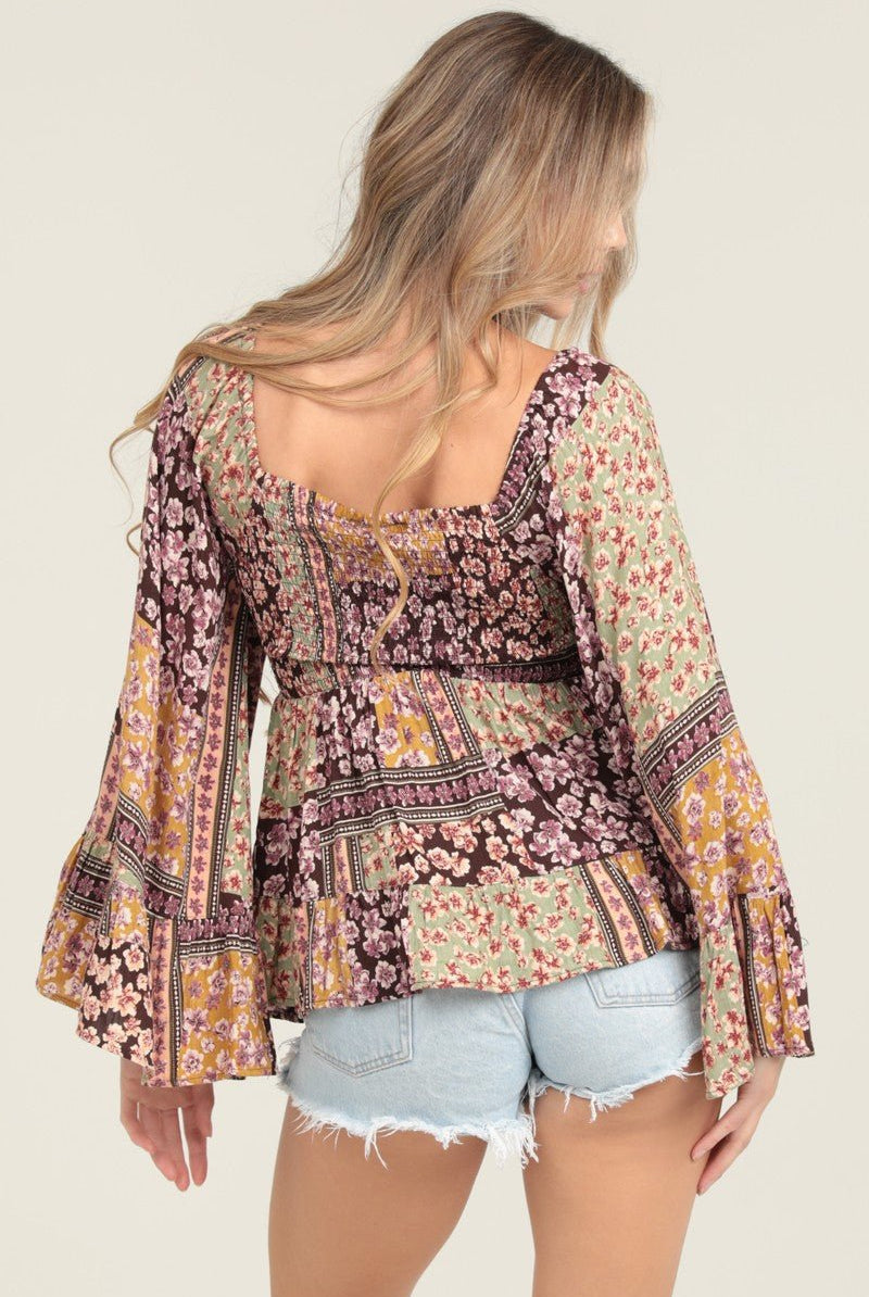 Wildflower Patchwork Top - Golden Hour BoutiqueLong Sleeve Blouse