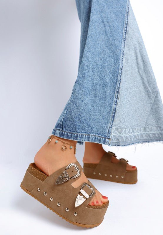 Zaphod Faux Leather Flatform Slip Ons - Golden Hour Boutique