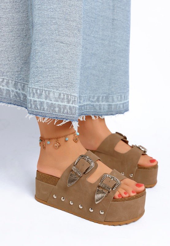 Zaphod Faux Leather Flatform Slip Ons - Golden Hour Boutique