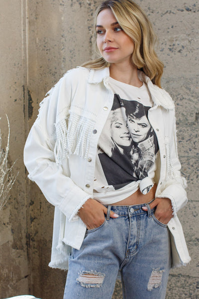 Knicks Studded Fringe Denim Jacket