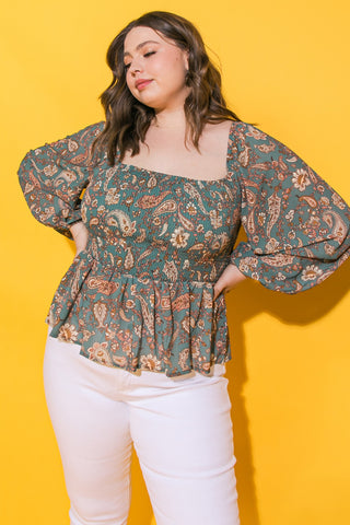 Daylight Paisley Poplin Top
