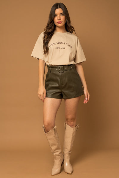 Lady In Leather Belted Shorts