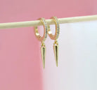 18k Spike Huggie Hoops 