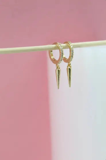 18k Spike Huggie Hoops 