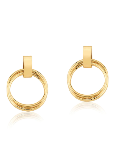 18K Gold Double Hoop Modern Earrings