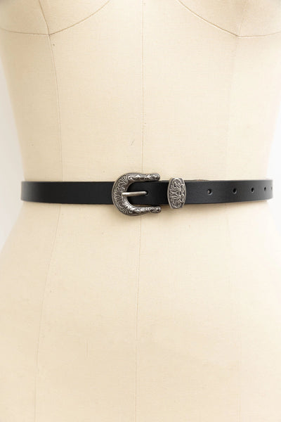 Skinny Leather Western Belt