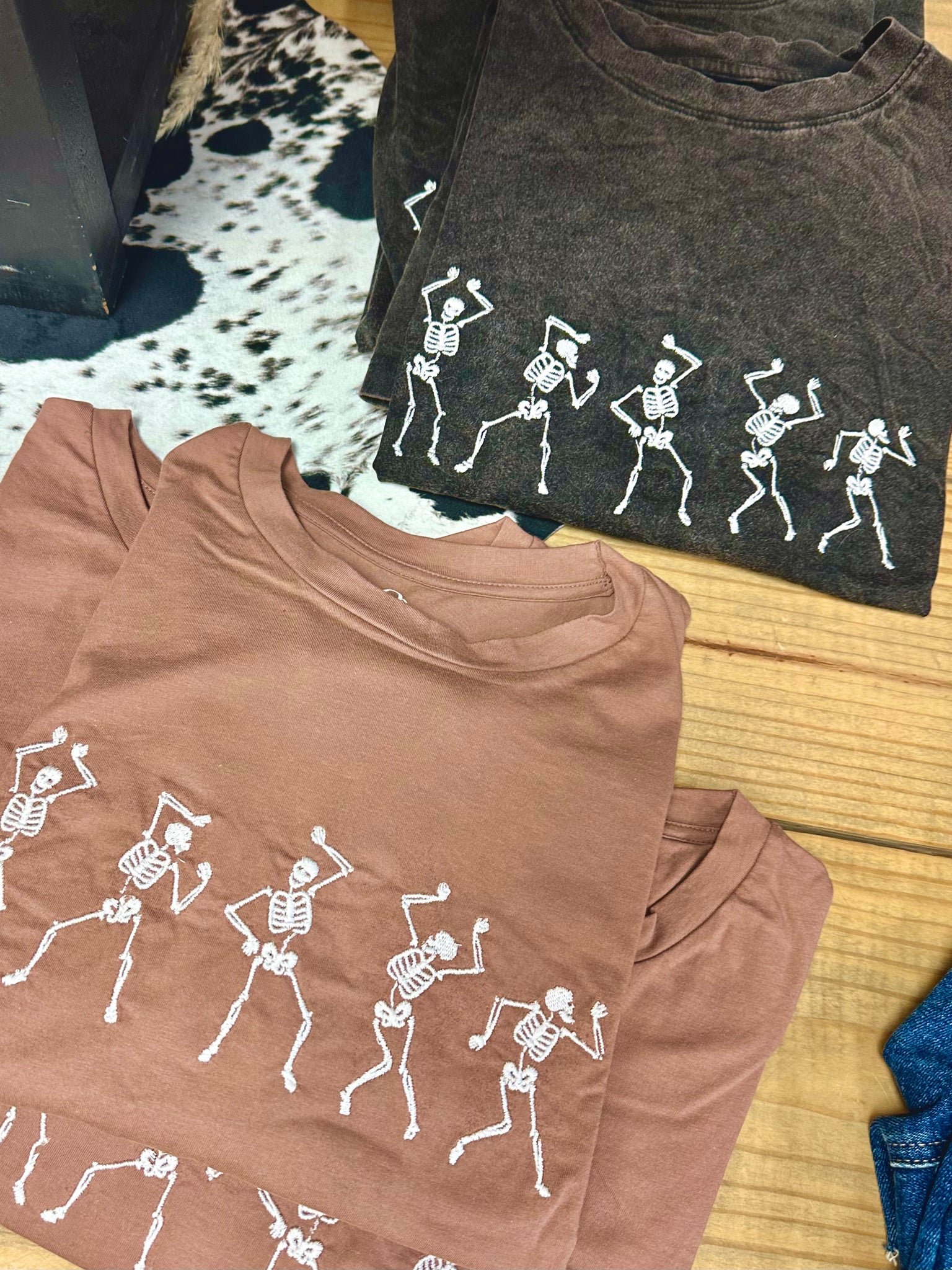 Dancing Skeletons Embroidered Tee