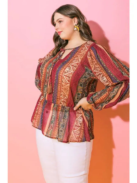 Gradient Peplum Blouse