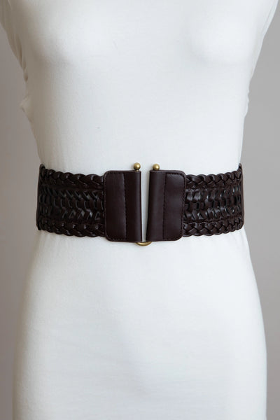 Thick Braided Leather Elastic Belt