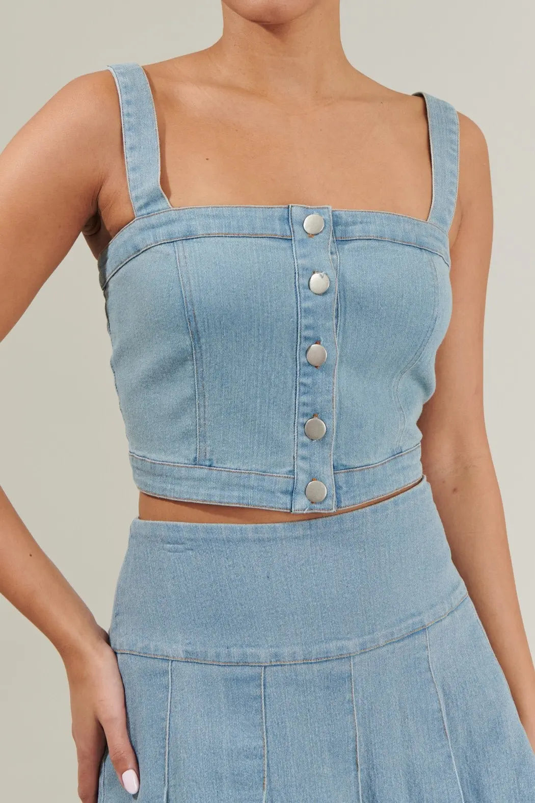 Denim Daze Button Up Cropped Top - Golden Hour BoutiqueCrop Tops