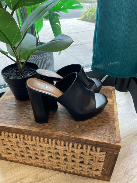 Divinity Block Platform Mule Heels