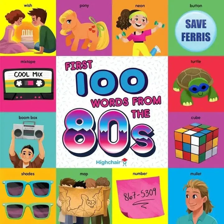 First 100 Words from the 1980s Book - Golden Hour Boutique