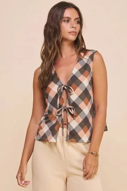 Harvest Plaid Tie Vest - Golden Hour BoutiqueVests