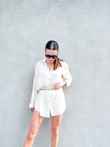 Fallen For You Button Up Romper