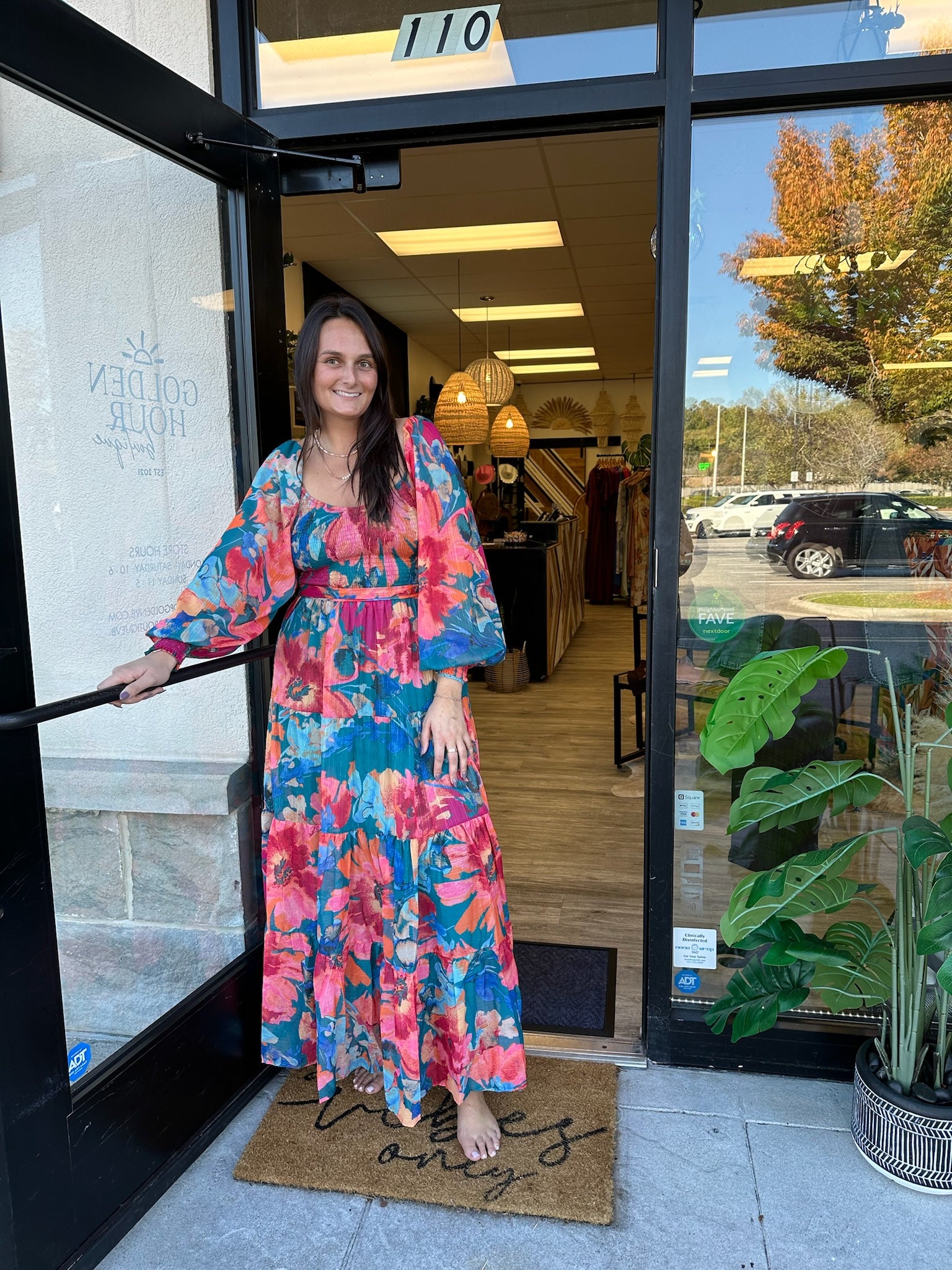 Autumn Blossom Floral Maxi Dress